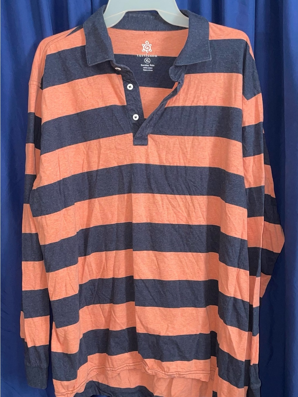 Turtleson orange & gray long sleeve Sunday polo men’s XL